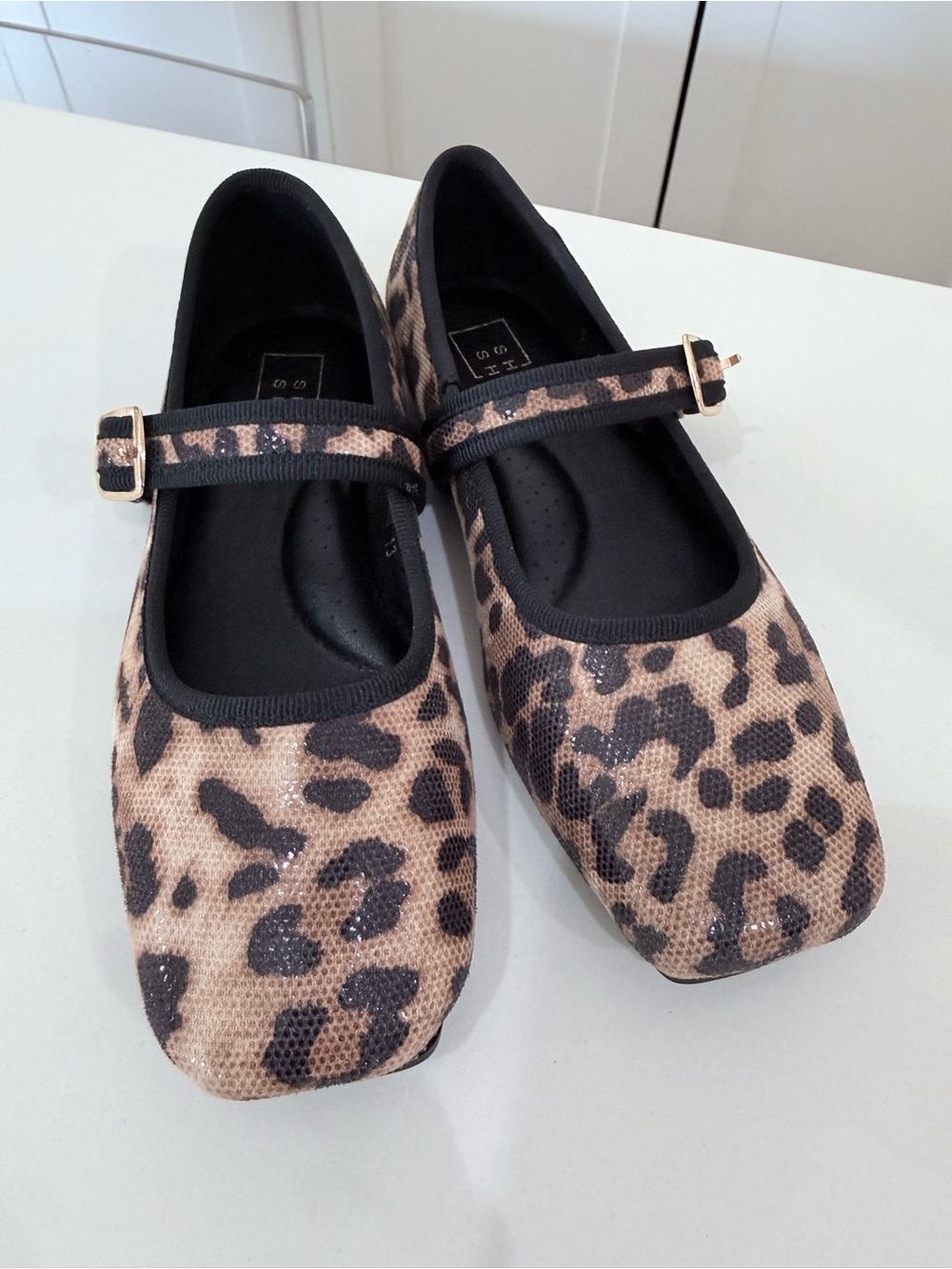 ShuShop Leopard Print Mary Jane Flats - Black and Brown Girls 13